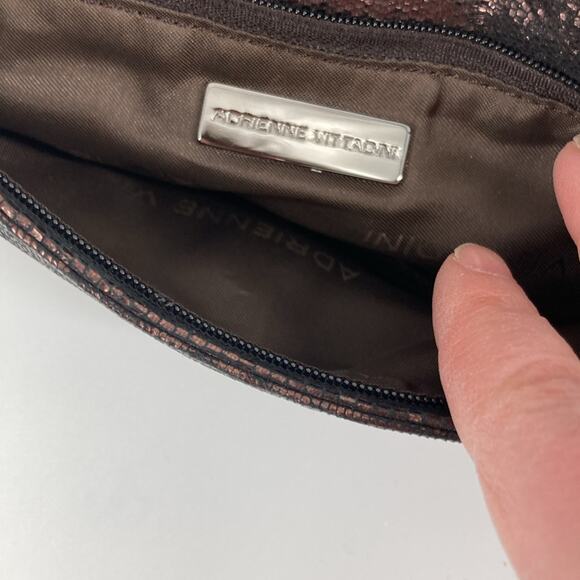 Adrienne Vittandini Bronze Metallic Fabric Evening Bag Clutch New - Picture 8 of 16